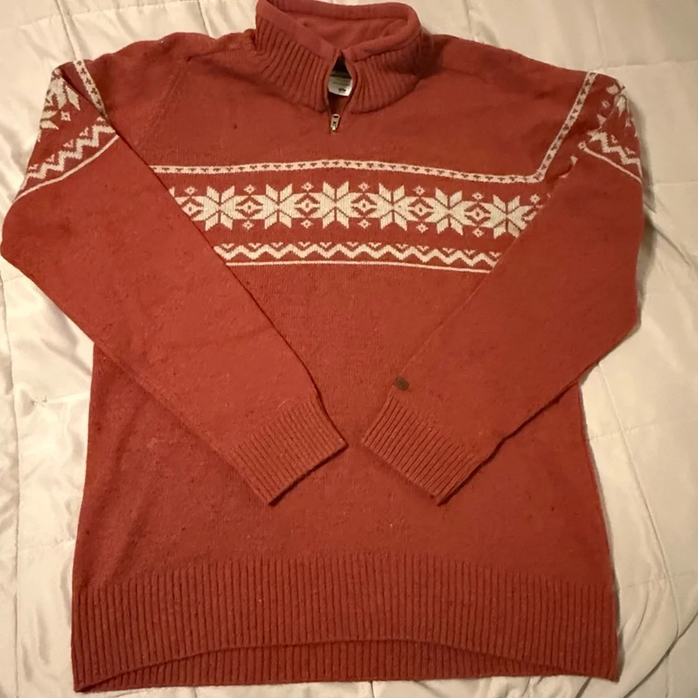 Columbia wool blend sweater men’s Medium, quarter zip EUC